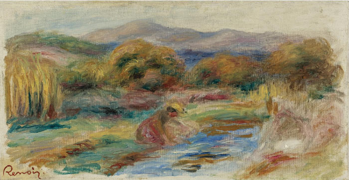 雷诺阿（Pierre-Auguste Renoir）作品-LAVEUSE DANS UN PAYSAGE