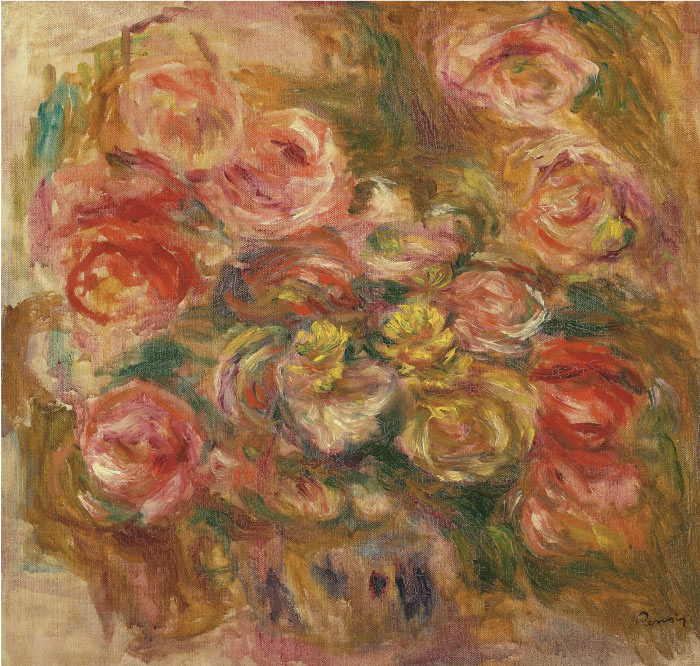 雷诺阿(Pierre-Auguste Renoir)作品-花图 ESQUISSE DE FLEURS