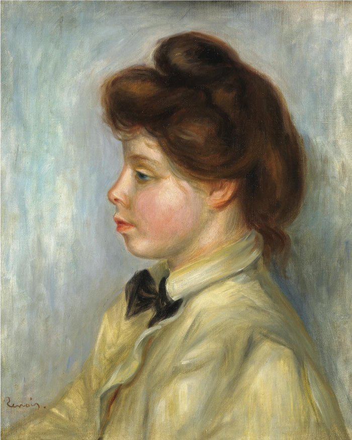 雷诺阿（Pierre-Auguste Renoir）作品-戴黑领带的年轻女子