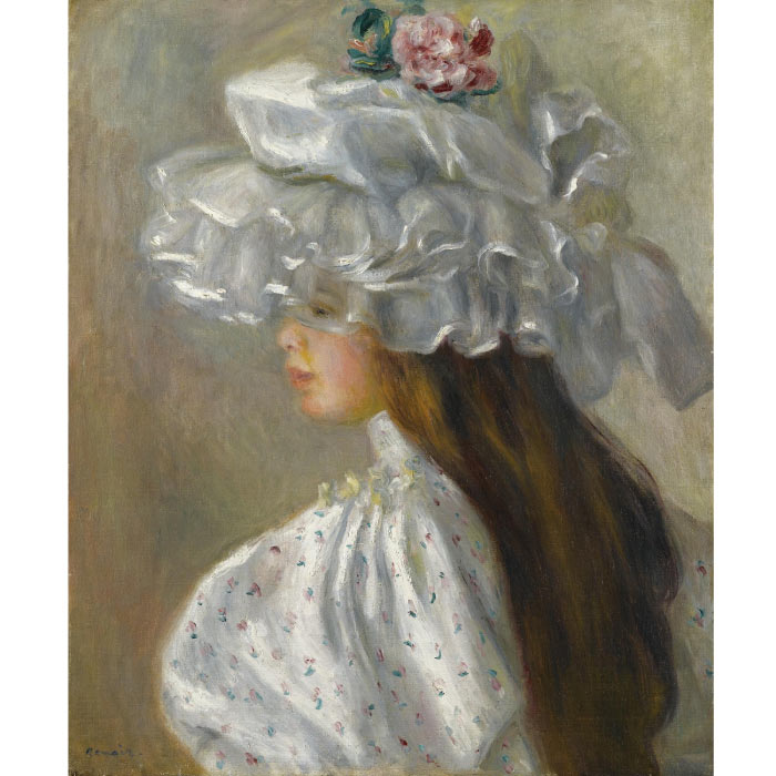 雷诺阿(Pierre-Auguste Renoir)作品-戴白帽子的女人 FEMME AU CHAPEAU BLANC