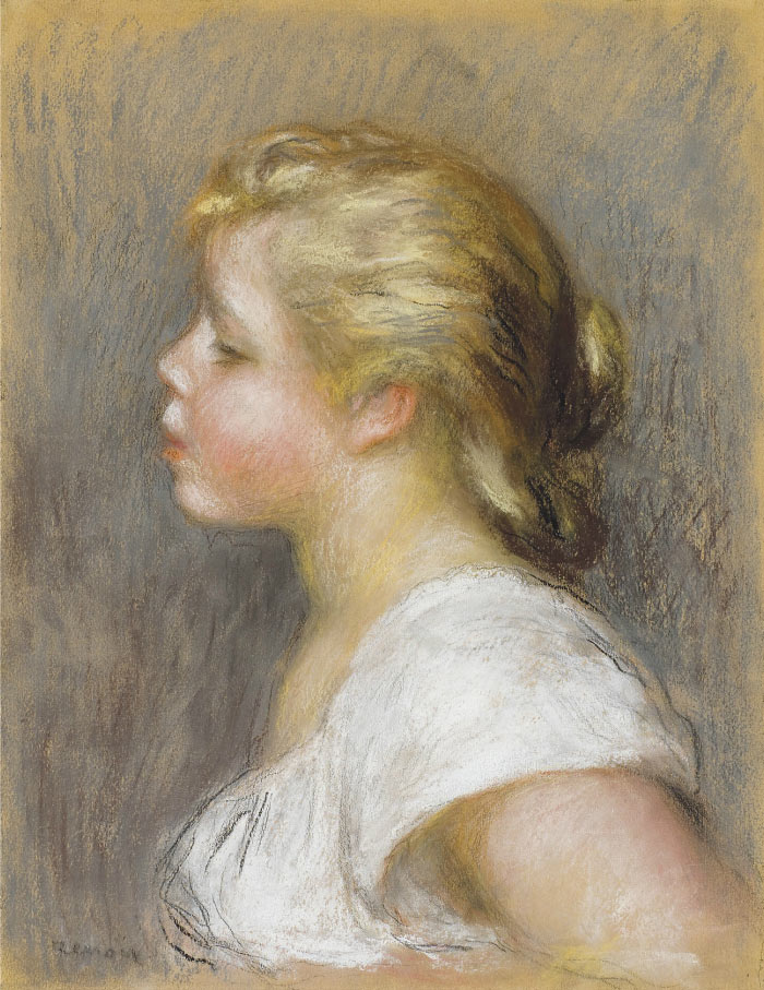 雷诺阿（Pierre-Auguste Renoir）作品-年轻女孩 JEUNE FILLE DE PROFIL