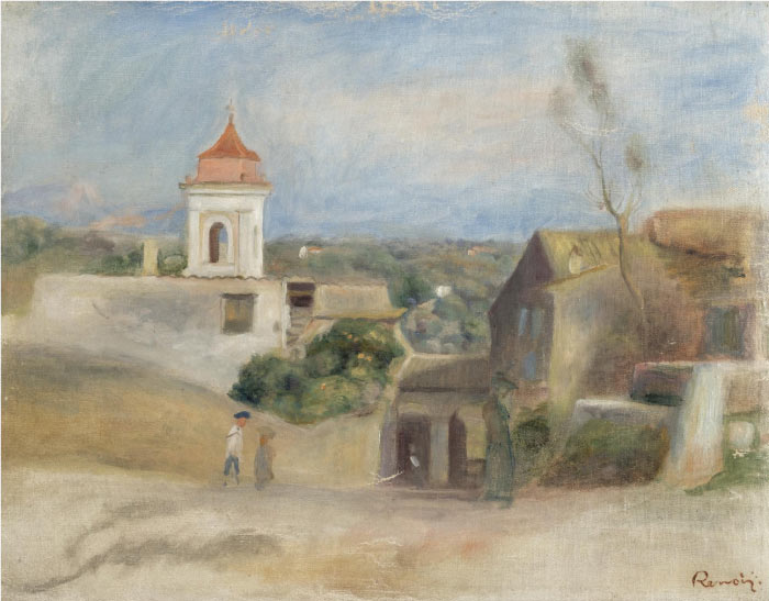 雷诺阿（Pierre-Auguste Renoir）作品-PAYSAGE ET CHAPELLE   PAYSAGE À CAGNES