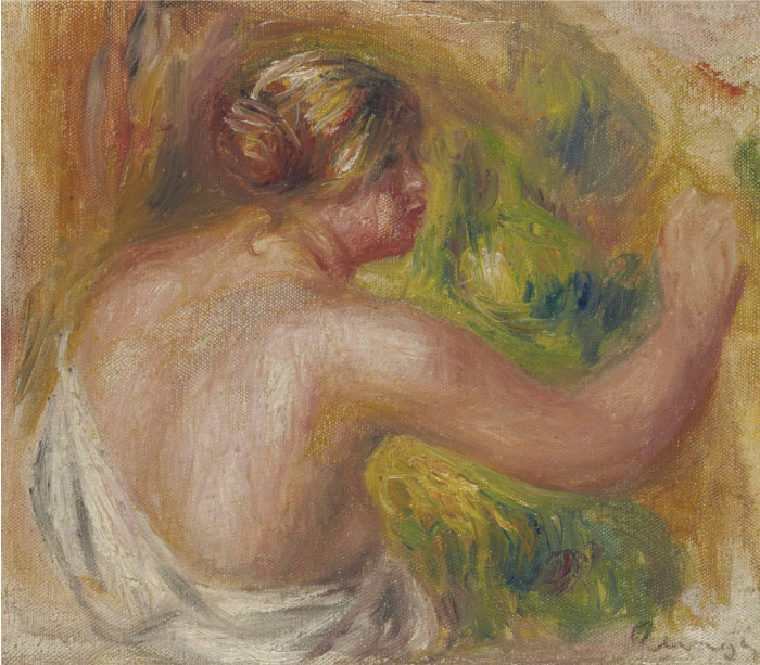 雷诺阿（Pierre-Auguste Renoir）作品-女篮 NU À LA DRAPERIE