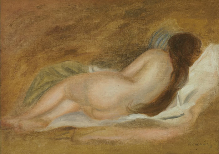 雷诺阿(Pierre-Auguste Renoir)作品-NU COUCHÉ, VU DE DOS, SUR FOND OCRE
