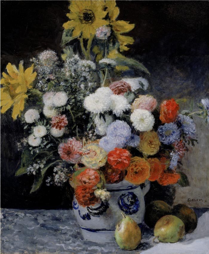 雷诺阿（Pierre-Auguste Renoir）作品-Mixed Flowers in an Earthenware Pot