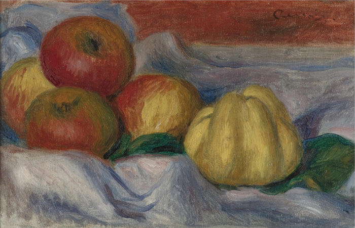 雷诺阿（Pierre-Auguste Renoir）作品-苹果和木瓜的静物