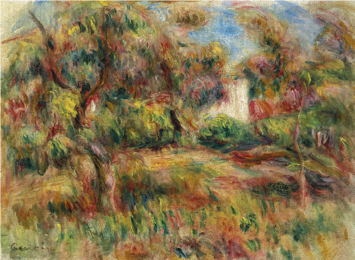 雷诺阿（Pierre-Auguste Renoir）作品-PAYSAGE À LA CABANE(2)