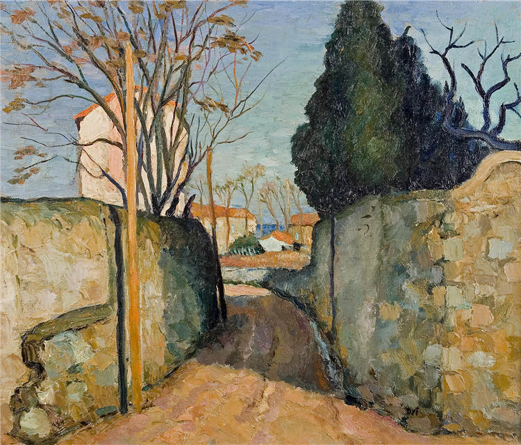 马塞尔·戴夫(Marcel Dyf)作品- 新村街在普罗旺斯附近的阿尔勒（1945年）