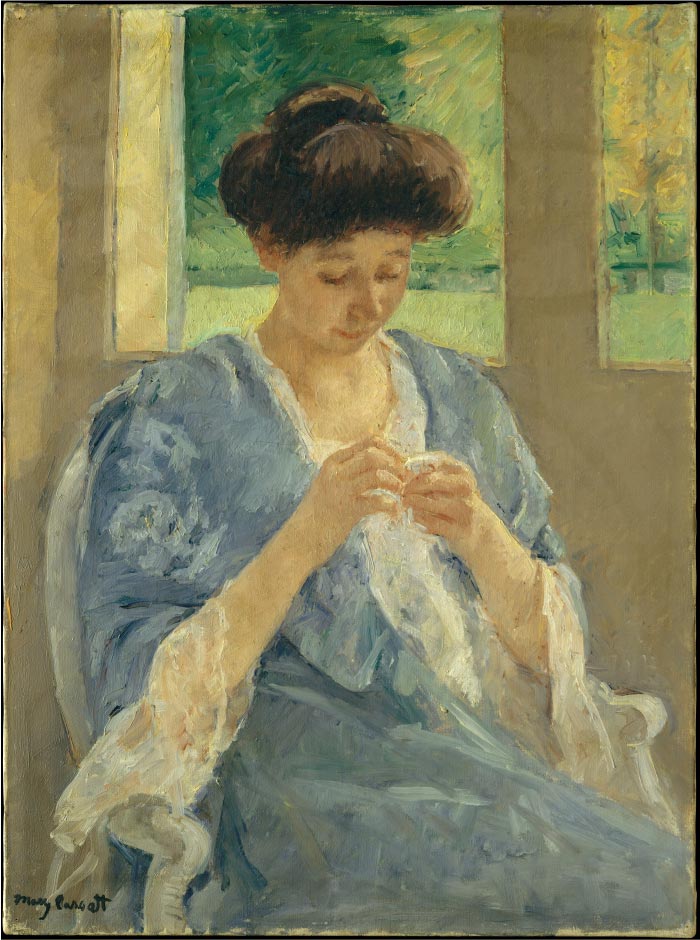 玛丽·卡萨特（Mary Cassatt）作品– 窗边编织的女人