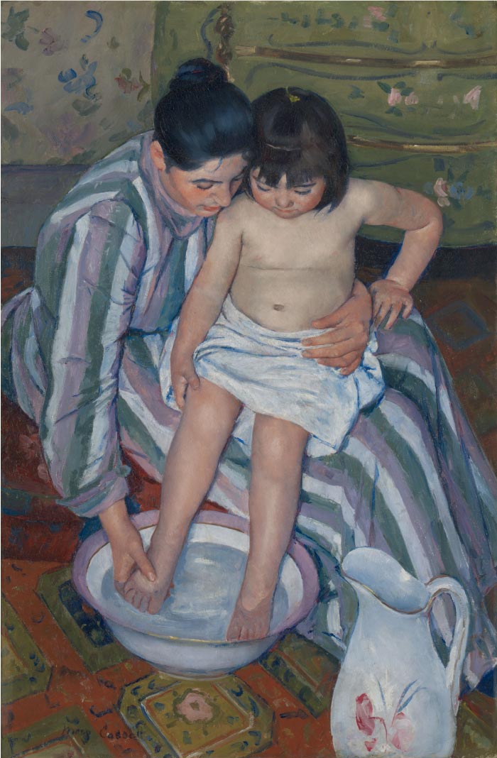 玛丽·卡萨特（Mary Cassatt）作品–小孩洗澡