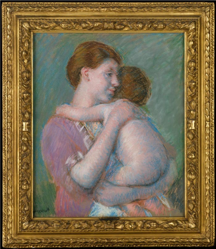 玛丽·卡萨特（Mary Cassatt）作品–趴在母亲肩上的婴儿