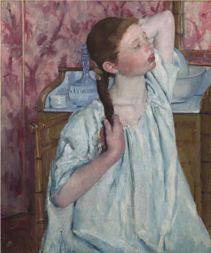 玛丽·卡萨特（Mary Cassatt）作品–梳头的女孩