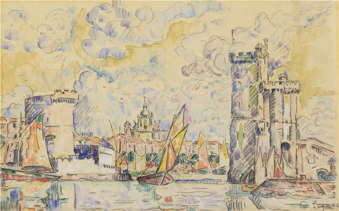 保罗·西涅克（Paul Signac）作品-Port de La Rochelle