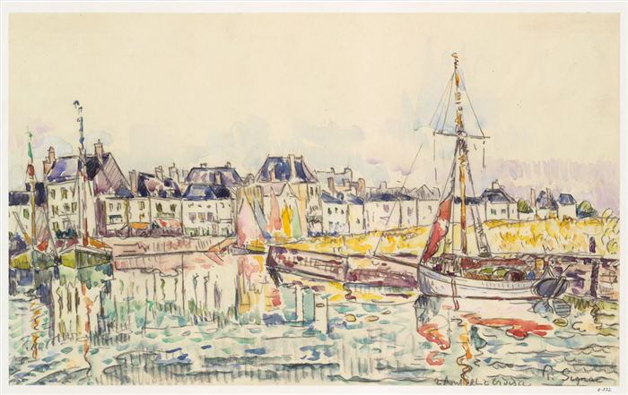 保罗·西涅克（Paul Signac）作品-码头与船