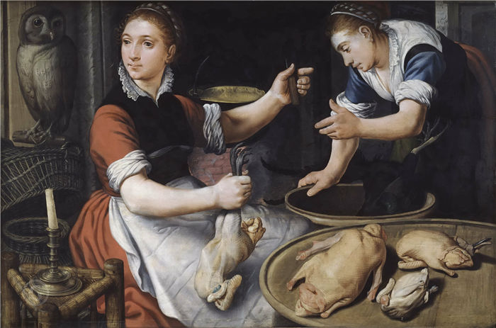 彼得·埃森（Pieter Aertsen）高清作品-两个女人在做饭