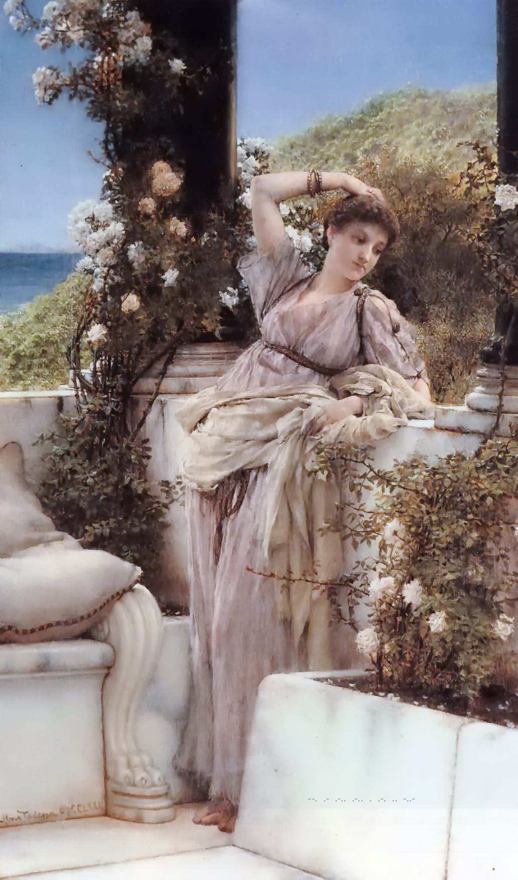 劳伦斯·阿尔玛·塔德玛（Lawrence Alma-Tadema)高清油画-你是所有玫瑰中的玫瑰