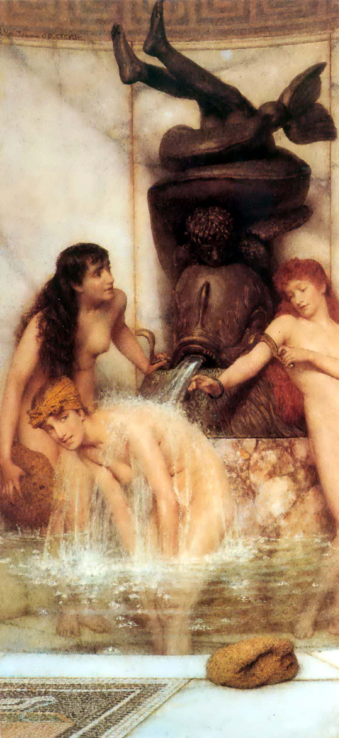 劳伦斯·阿尔玛·塔德玛（Lawrence Alma-Tadema)高清油画-条纹和海绵 Strigils and sponges