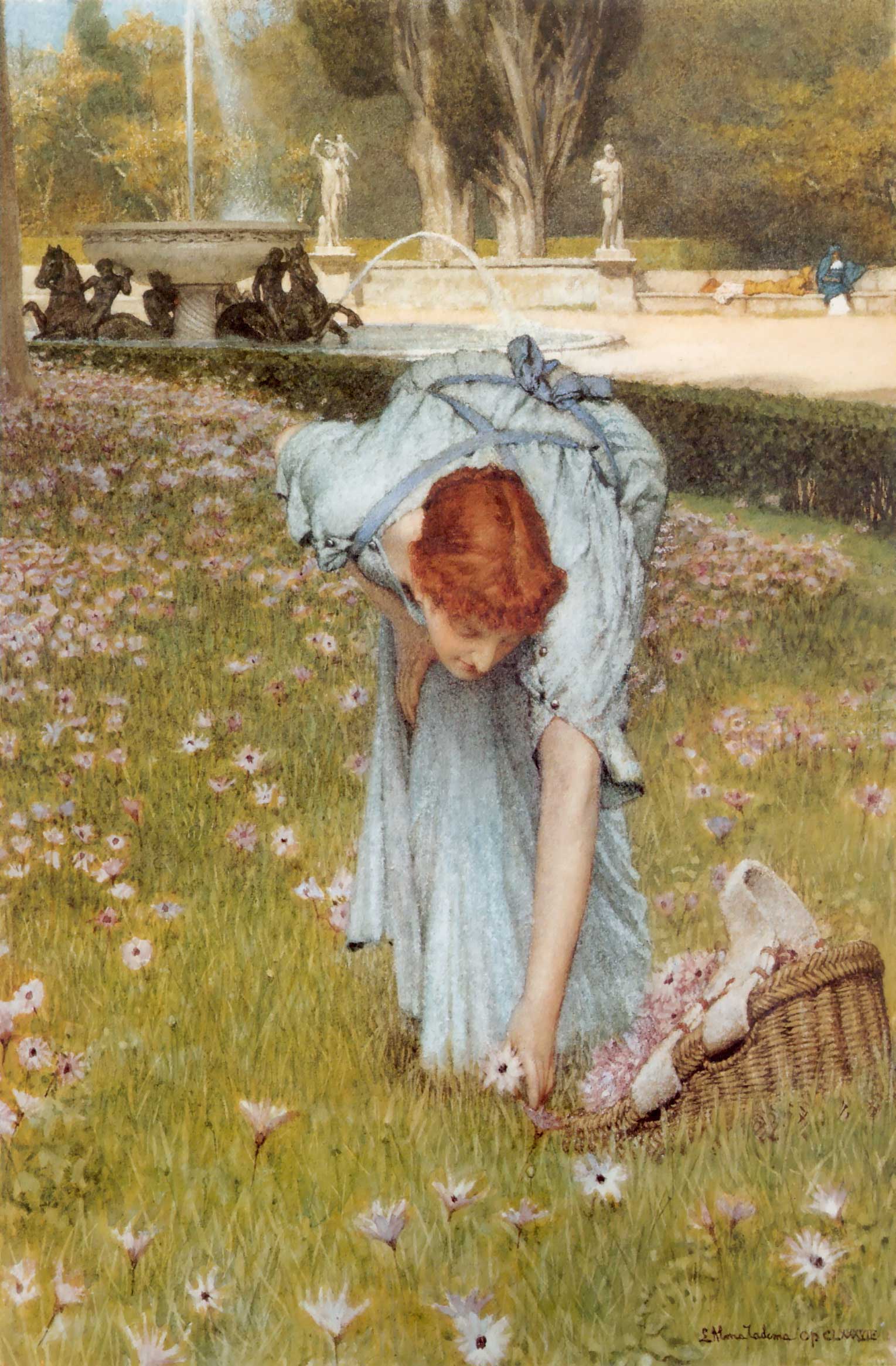 劳伦斯·阿尔玛·塔德玛（Lawrence Alma-Tadema)高清油画-摘花Flora