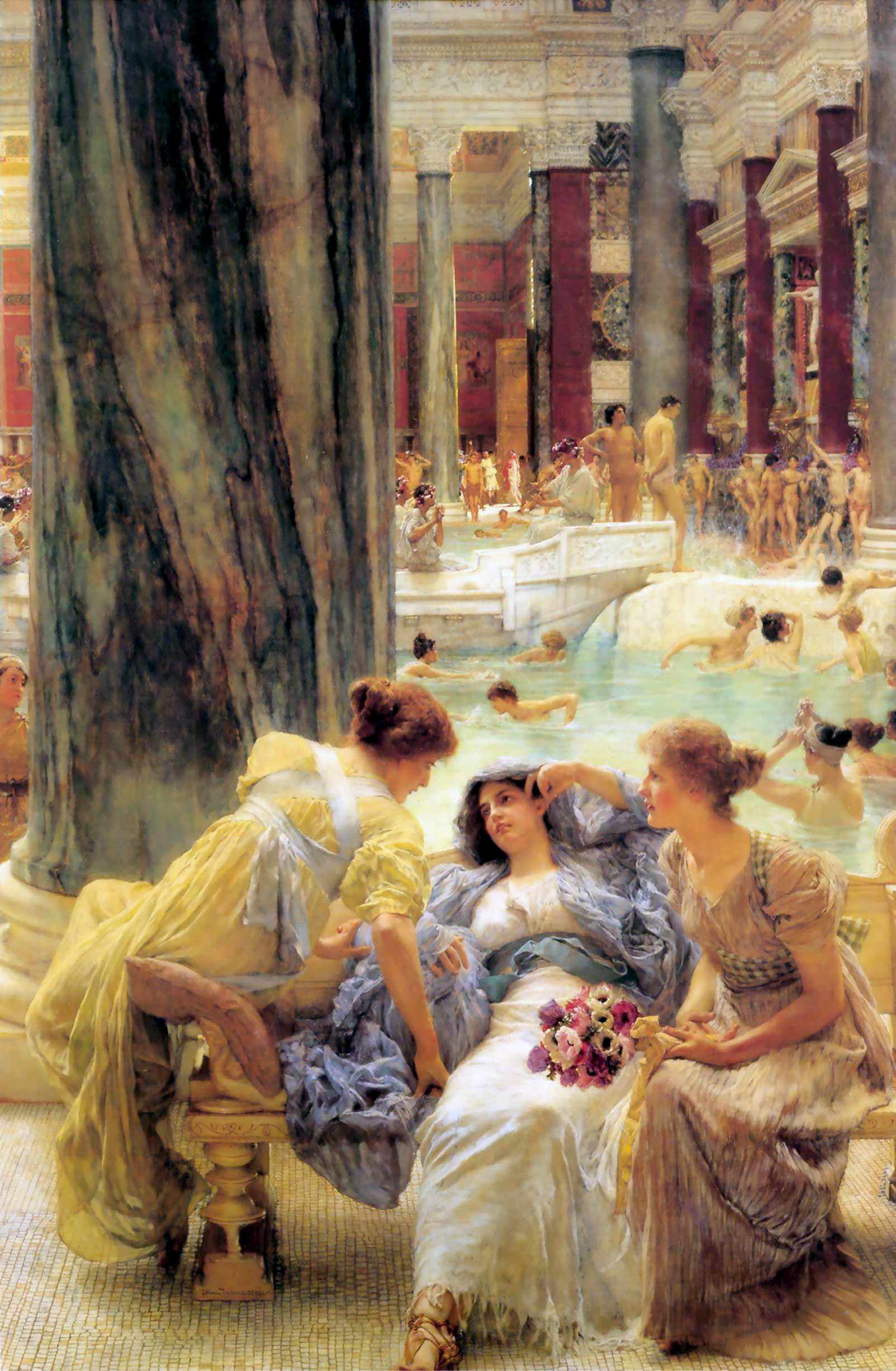 劳伦斯·阿尔玛·塔德玛（Lawrence Alma-Tadema)高清油画-卡拉卡拉浴场1899