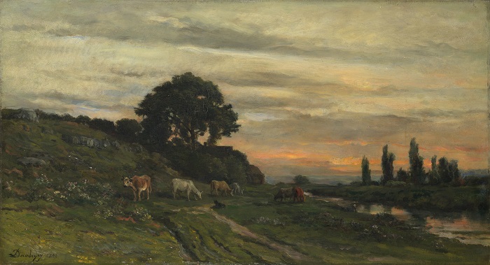 查尔斯·弗朗索瓦·杜比尼（Charles-Francois Daubigny）高清作品-溪边牛景