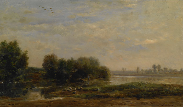 查尔斯·弗朗索瓦·杜比尼（Charles-Francois Daubigny）高清作品-On the Oise