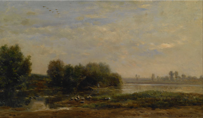 查尔斯·弗朗索瓦·杜比尼(Charles-Francois Daubigny)高清作品-On the Oise