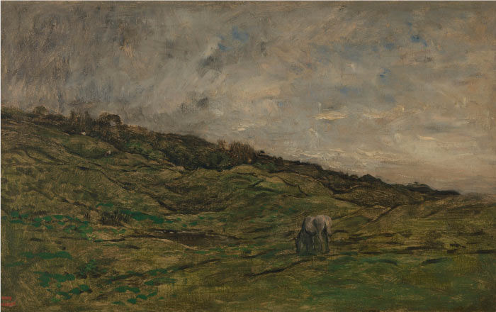 查尔斯·弗朗索瓦·杜比尼(Charles-Francois Daubigny)高清作品-Pastures at Graves near Villerville (Normandy)