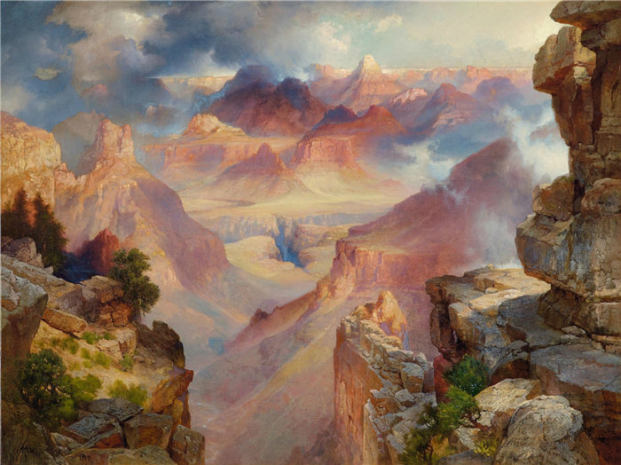 托马斯·莫兰（Thomas Moran）高清下载-《日落时分的亚利桑那大峡谷》
