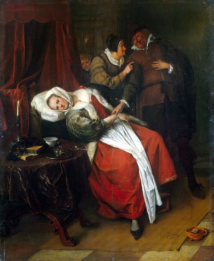 扬·斯汀(Jan Steen)高清名画作品下载-《女病人与医生》