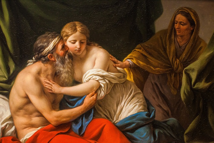 路易斯-让-弗朗索瓦·拉格尼（Louis-Jean-François Lagrenée，法国画家）高清油画作品-莎拉把阿加介绍给亚伯拉罕