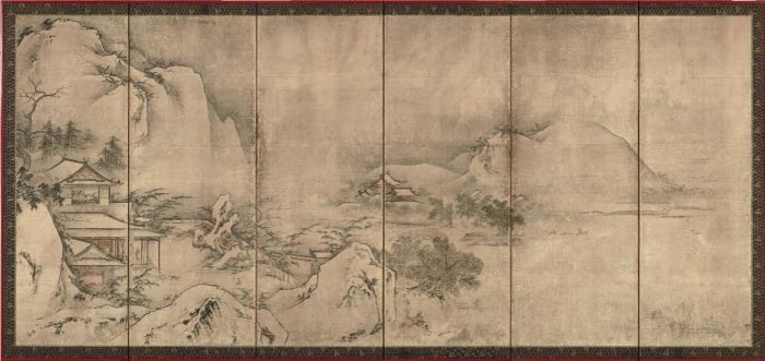 日本艺术高清作品《四季山水图屏风1》下载