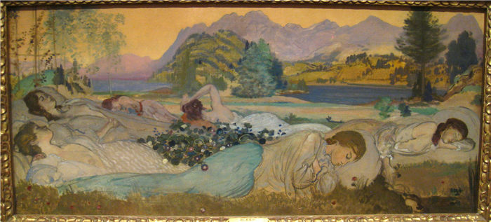 亚瑟·鲍文·戴维斯（Arthur Bowen Davies ）-《完美的睡眠》，1908年