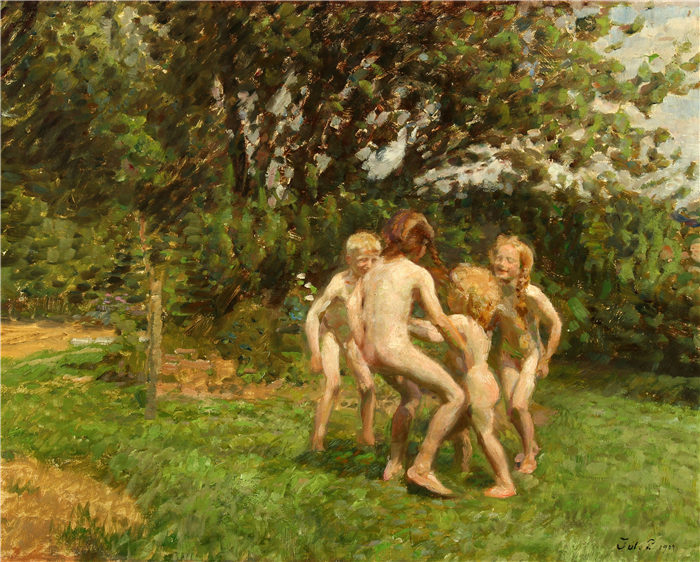 朱利叶斯·保尔森（Julius Paulsen）-Runddans i Græsted (1909)