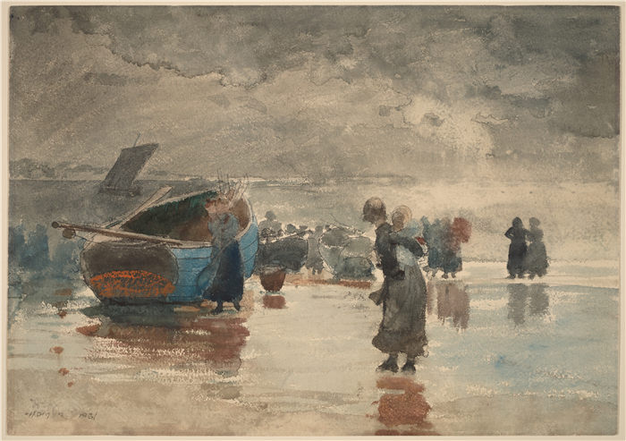 温斯洛·荷马 (Winslow Homer)超清作品--在沙滩上（1881）