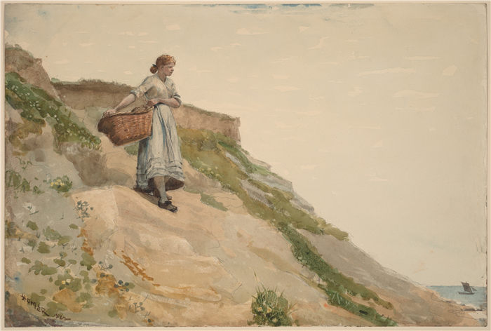温斯洛·荷马 (Winslow Homer)超清作品-提篮子的女孩（1882）