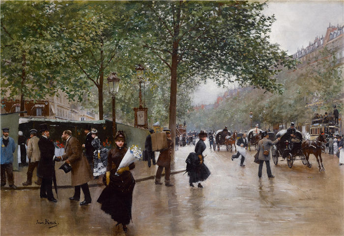 让·贝罗 (Jean Béraud) 高清作品-在巴黎的主要大道上