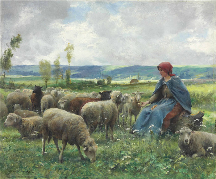 朱利安·杜普雷（Julien Dupré）作品-牧羊女和绵羊