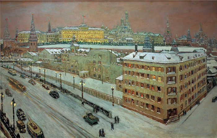 海因里希·沃格勒(Heinrich Vogeler)高清下载-Moscow at night