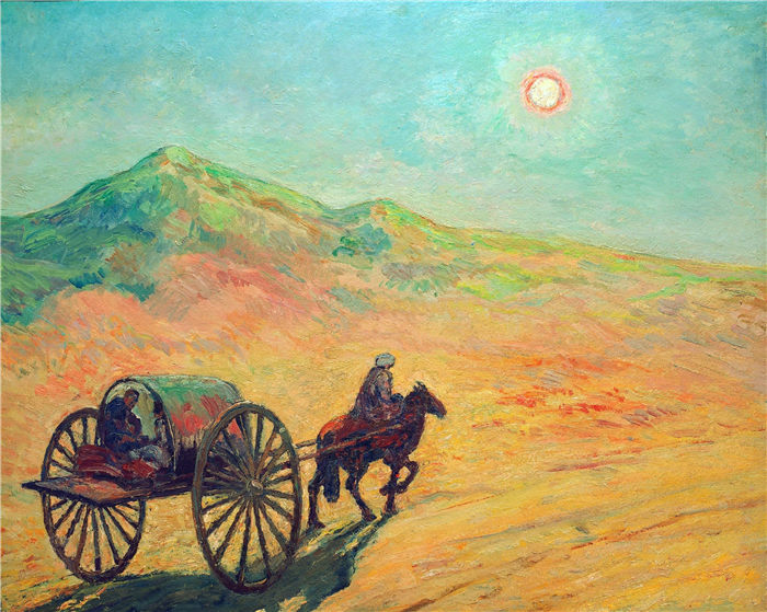 海因里希·沃格勒(Heinrich Vogeler)高清作品-乌斯贝克沙漠的月夜