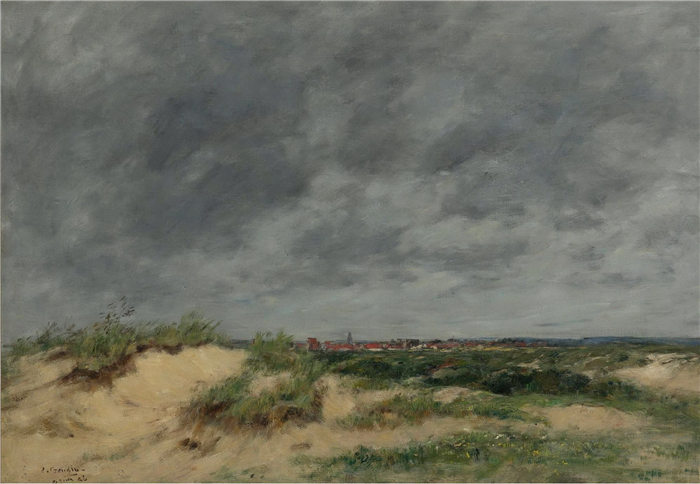 欧仁·布丁（Eugène Boudin）高清作品-伯克的沙丘，1886年