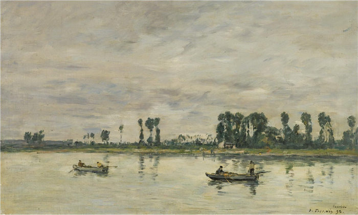 欧仁·布丁（Eugène Boudin）高清作品-塞纳河畔，1892年