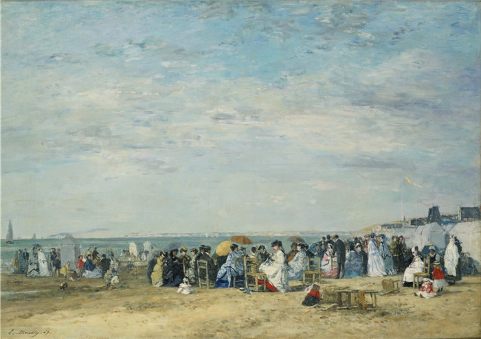 欧仁·布丁（Eugène Boudin）高清作品-特鲁维尔海滩