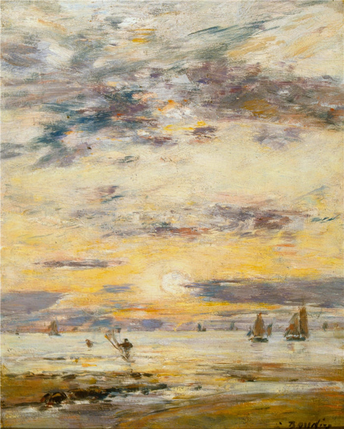 欧仁·布丁（Eugène Boudin）高清作品-海军-日落