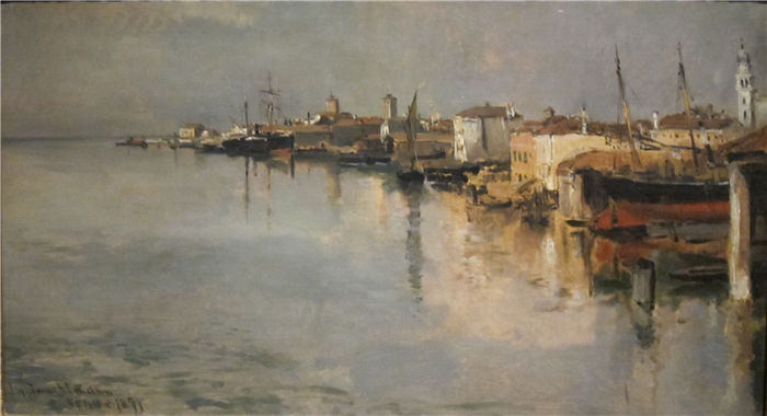 约翰·亨利·特瓦特曼（John Henry Twachtman）高清油画下载-《威尼斯》