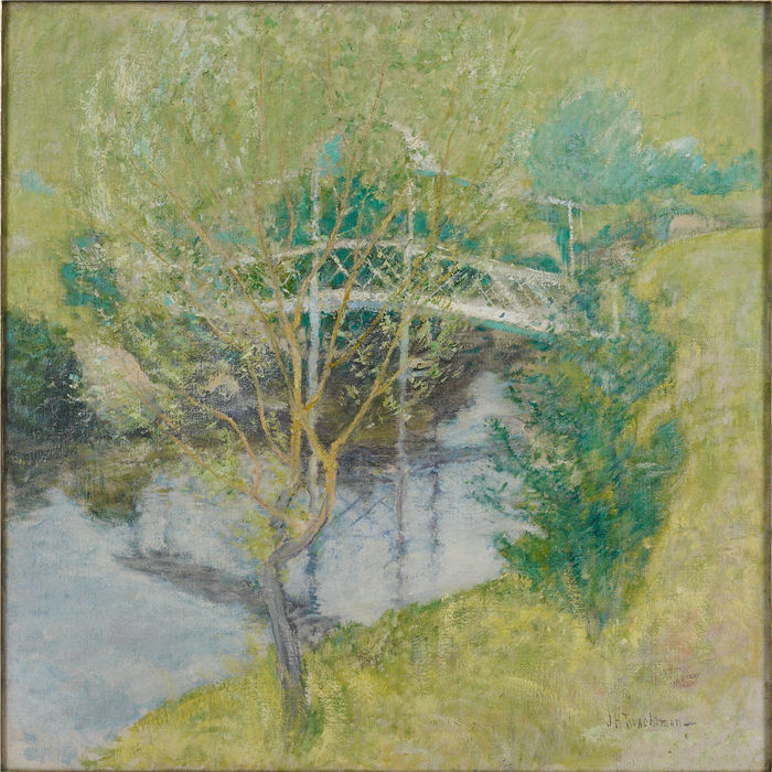 约翰·亨利·特瓦特曼（John Henry Twachtman）风景油画高清作品-白桥