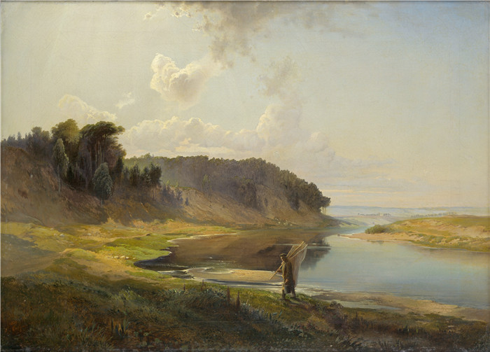 阿列克谢·萨弗拉索夫(Alexei Kondratyevich Savrasov) - 河流和渔夫（1859）