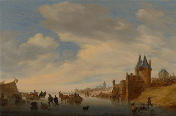萨洛蒙·凡·雷斯达尔(Salomon van Ruysdael)油画-阿纳姆冬季景观
