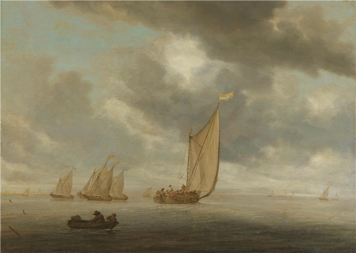 萨洛蒙·凡·雷斯达尔(Salomon van Ruysdael)油画高清-航行的船只
