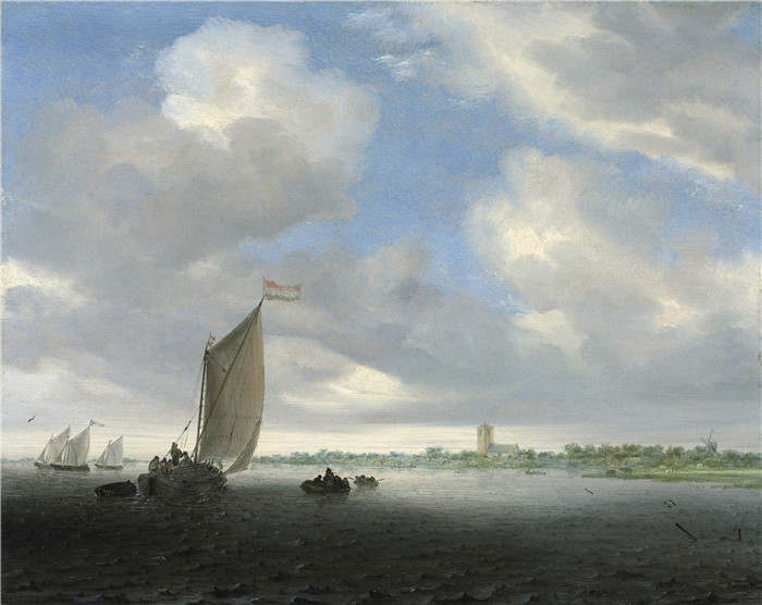 萨洛蒙·凡·雷斯达尔(Salomon van Ruysdael)油画-河流景观