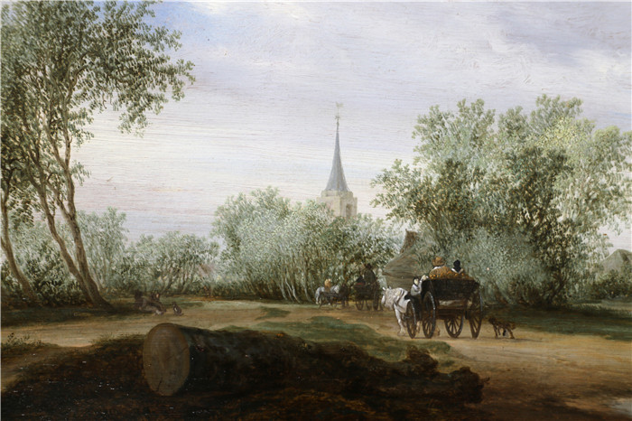 萨洛蒙·凡·雷斯达尔(Salomon van Ruysdael)油画-《河景》，1646年